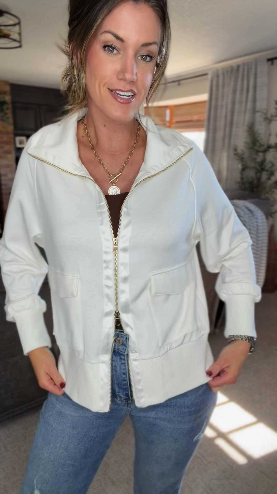 Spring outfit idea. All courtesy of Amazon. 
Jacket/ small (can’t believe it’s less than $20)
Tank/ medium
Jeans/ 28

#LTKSeasonal #LTKootd #LTKmomlife