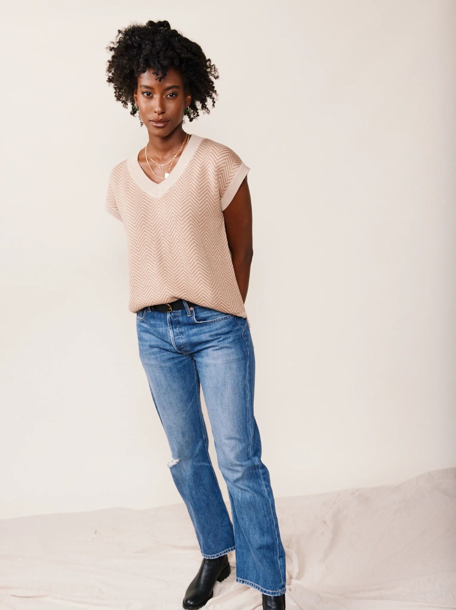 Chloe Herringbone Sweater Vest | ABLE Clothing