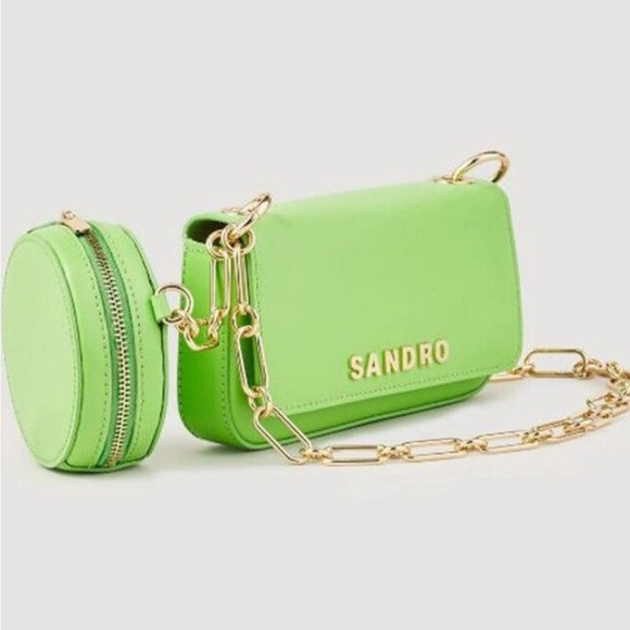 Sandro Lime Green Crossbody Bag with Gold Accents | Poshmark