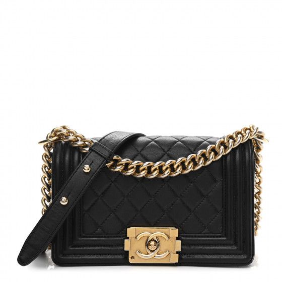 CHANEL Lambskin Quilted Small Boy Flap Black | FASHIONPHILE (US)