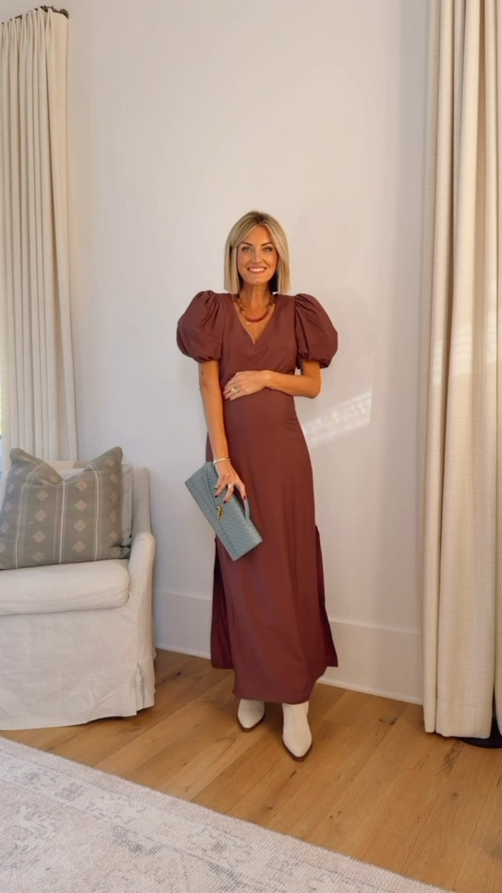 Still wearing this mocha puff sleeve maxi from my collection with Anthropologie on repeat! I’ve dressed the look down with some boots, but it’s such a versatile style that can be elevated with some heels and accessories! I sized up to S for the bump! 

Loverly grey, Anthropologie, Amazon, bump friendly, fall outfit inspo 

#LTKWedding #LTKStyleTip #LTKSeasonal