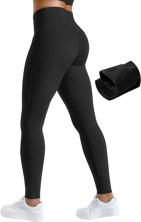 AVGO Women's Fleece Lined Leggings Invisible Butt Scrunch Tights Winter Thermal Warm High Waisted... | Amazon (US)