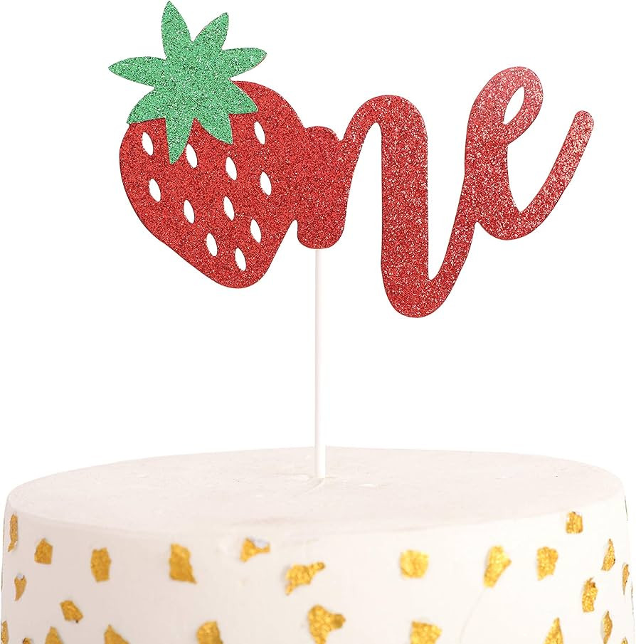 Strawberry Cake Toppers for 1st Birthday - Strawberry Cake Toppers for Photo Booth Props and Back... | Amazon (US)
