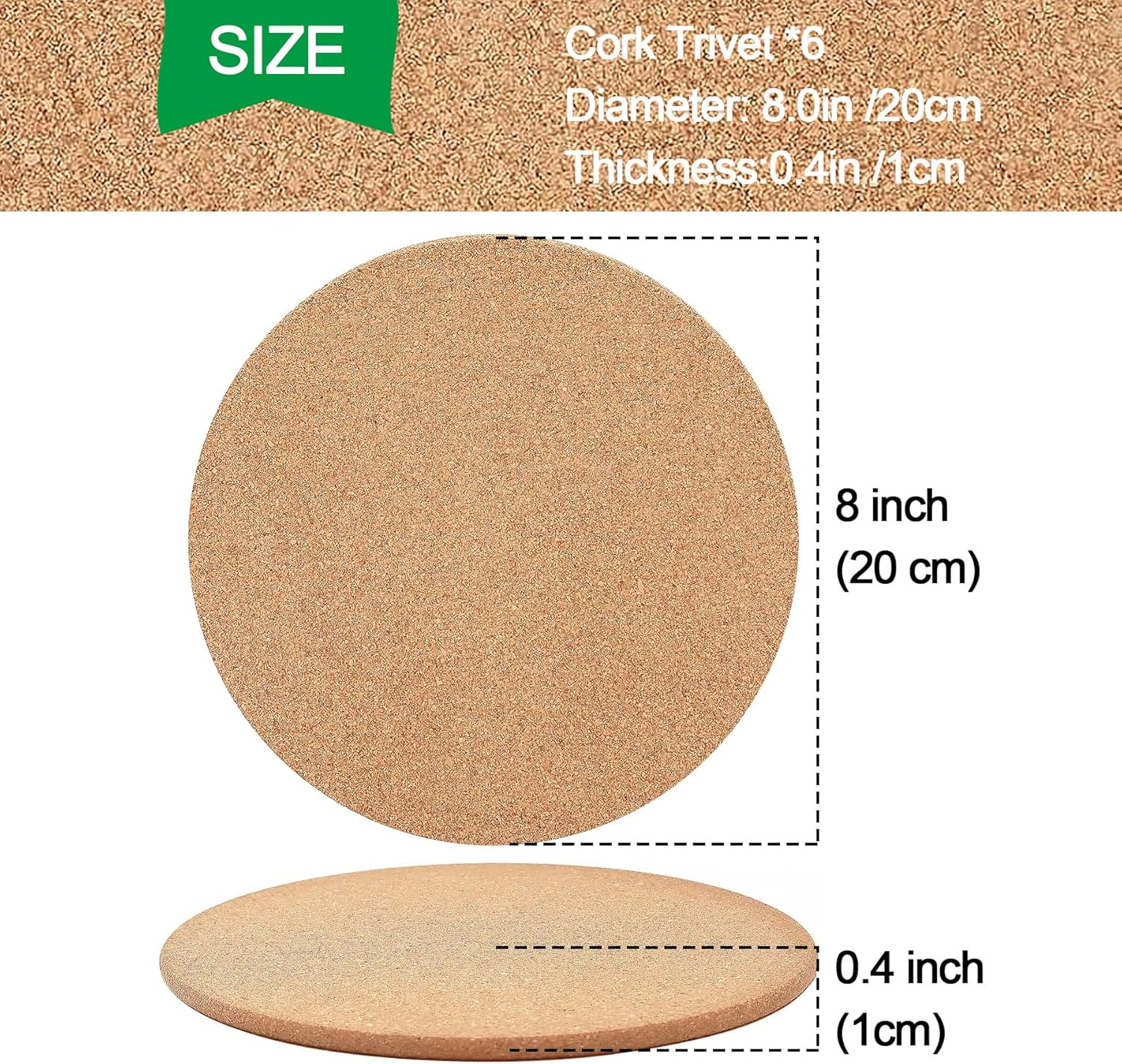 Cork Trivets, 4 Pack High Density Thick Cork Coasters Set, 8 Inch Heat Resistant Multifunctional ... | Amazon (US)