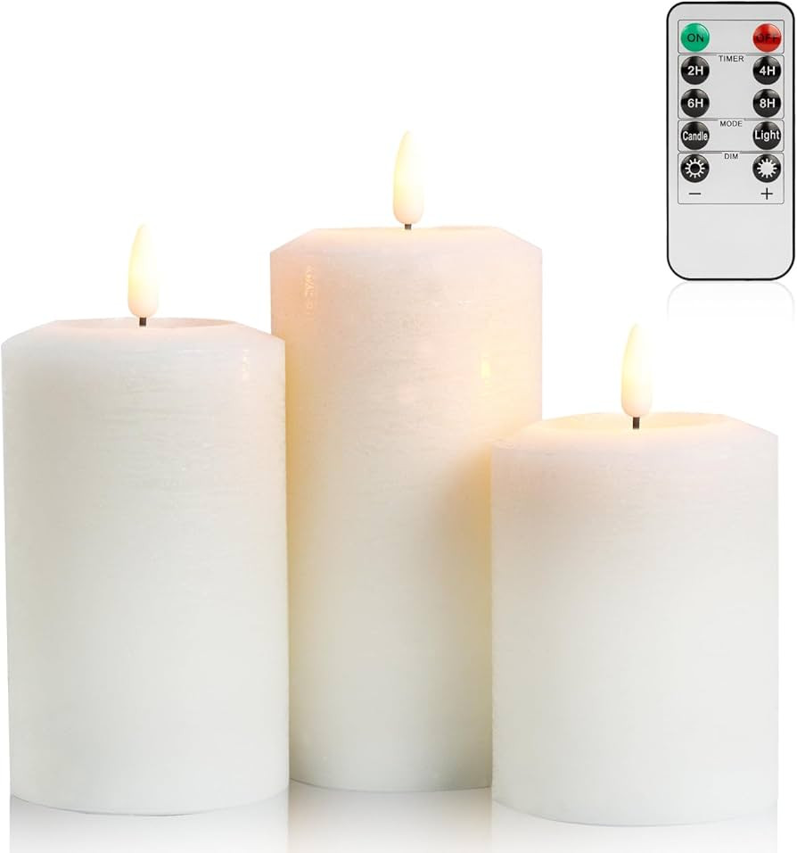 ANGELLOONG Battery Powered Candles with Remote, Real Wax Electric Flameless Candle with Timer, Fl... | Amazon (US)