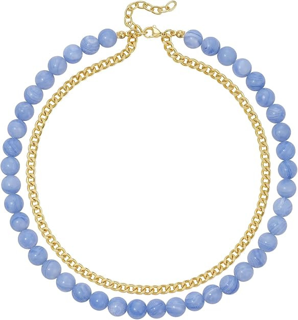 KissYan Beaded Necklaces for Women, Layered Gemstone Bead Choker | Layering Natural Stone Necklac... | Amazon (US)