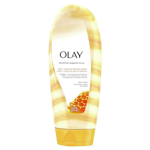 Olay Body Wash for Women, Moisture Ribbons Plus, Deep Conditioning & Moisturizing Formula, Long Lasting Smooth Soft Skin, For All Skin Types, Shea Butter & Manuka Honey Scent, 18 fl oz | Amazon (US)