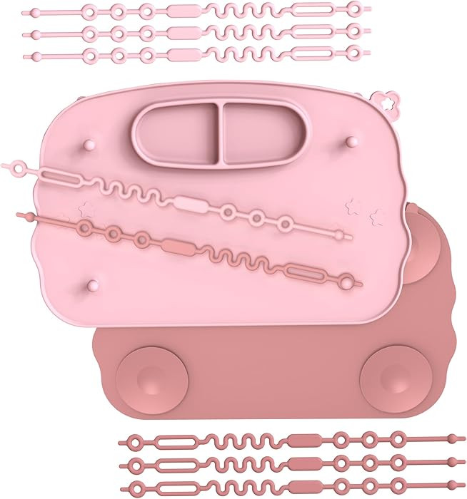 Baby Placemats for Weaning Babies - 2 Silicone Toddler Placemat with 4 Strong Suction Cups & 8 St... | Amazon (US)