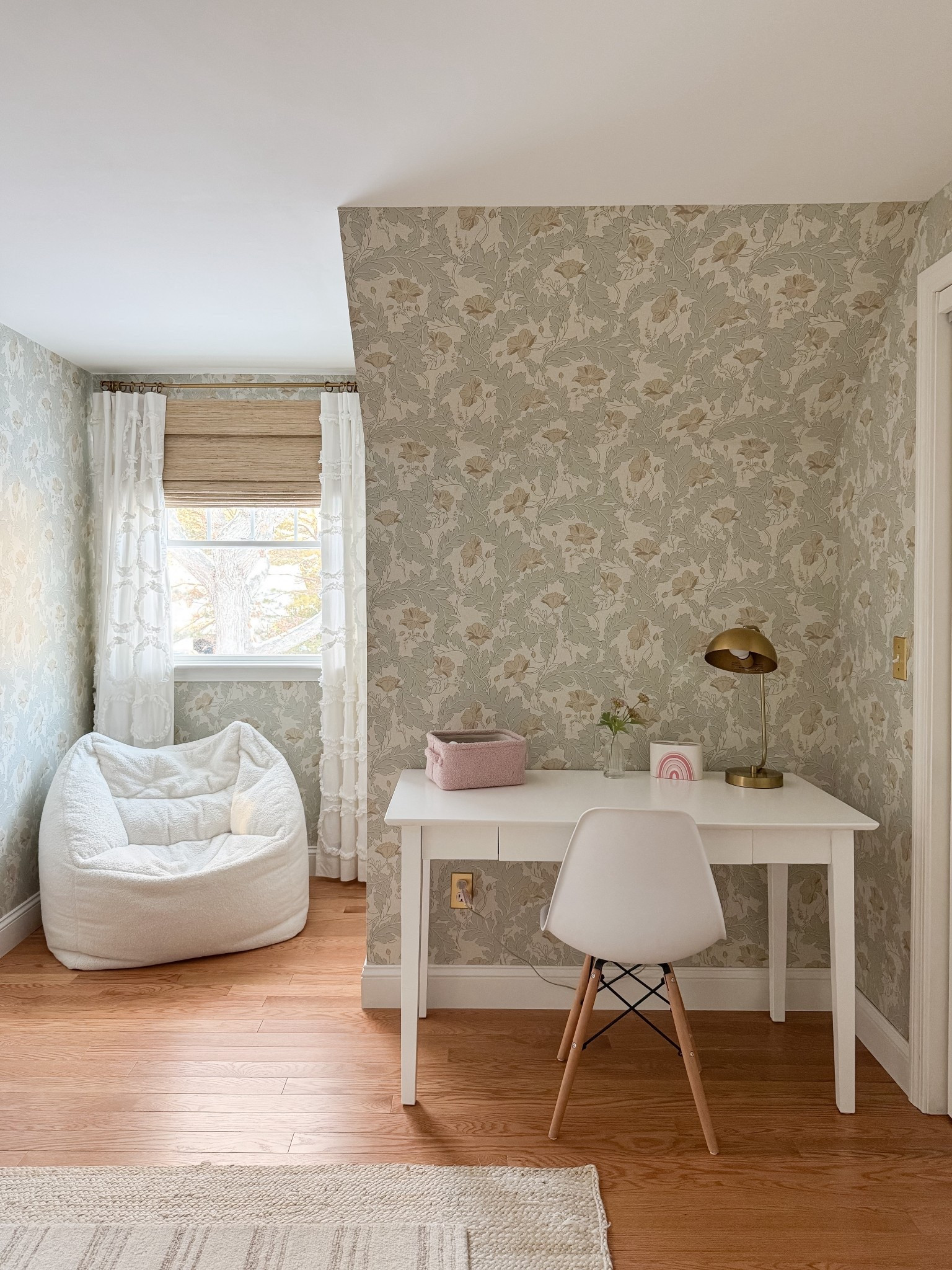 Desk, desk chairs, Serena and lily baskets, faux fur rug, girls bedroom, desk lamp  

#LTKHome