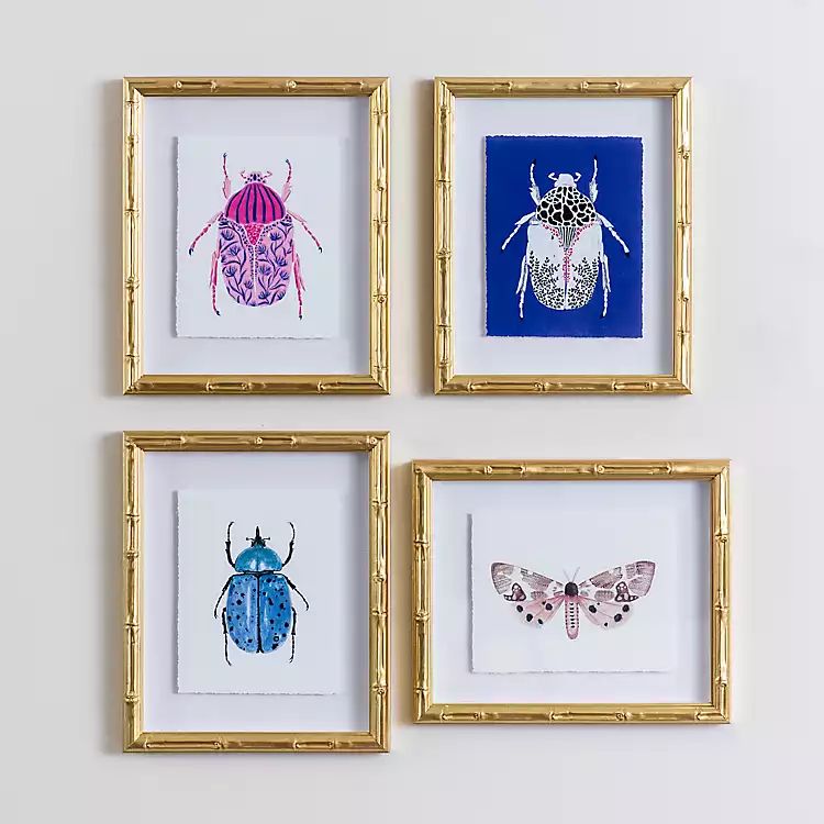 Beetles & Butterflies Framed Art Prints, Set of 4 | Kirkland's Home