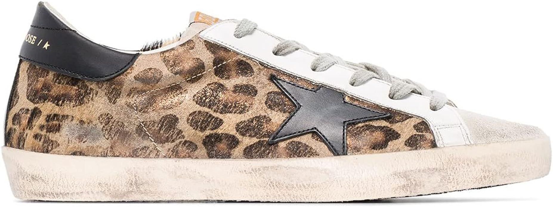 Golden Goose Super-Star Leopard Horsy Quarter Leather Star and Heel Womens Sneaker GWF00101-F0005... | Amazon (US)