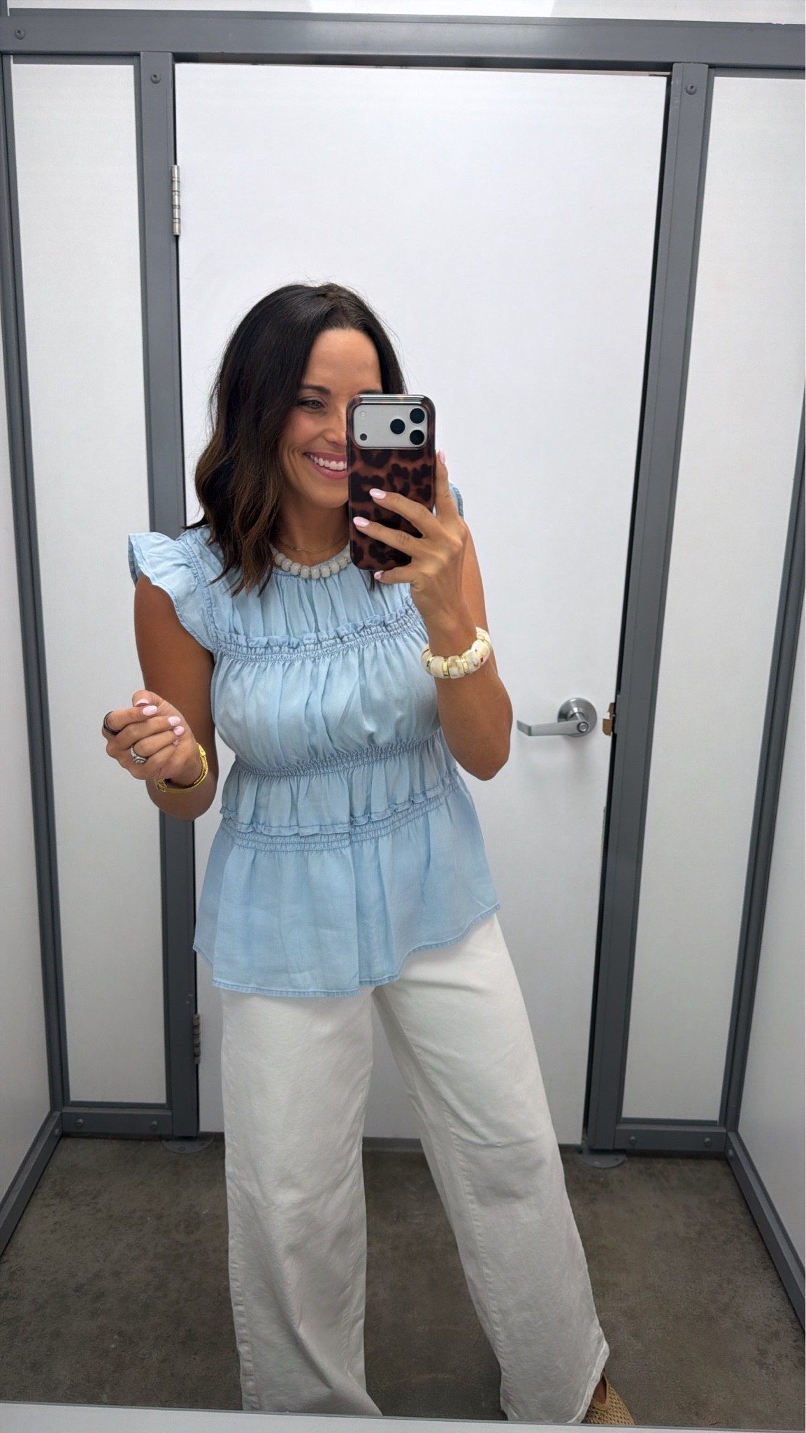 This Walmart top is too cute for the price paired it with my favorite white pants for the easiest summer outfit. Wearing the top in an XS. #walmartfashion #walmartfinds #ltkstyle #summerlooks #affordablefashion #casualchic #outfitinspo