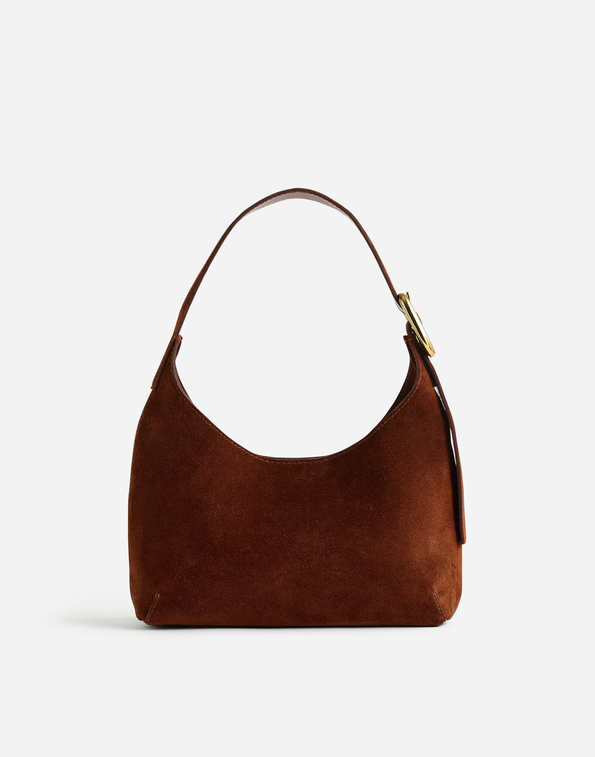 The Sculptural-Buckle Shoulder Bag in Suede | Madewell