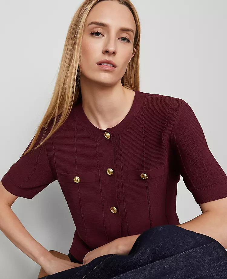 Textured Stitch Cardigan | Ann Taylor