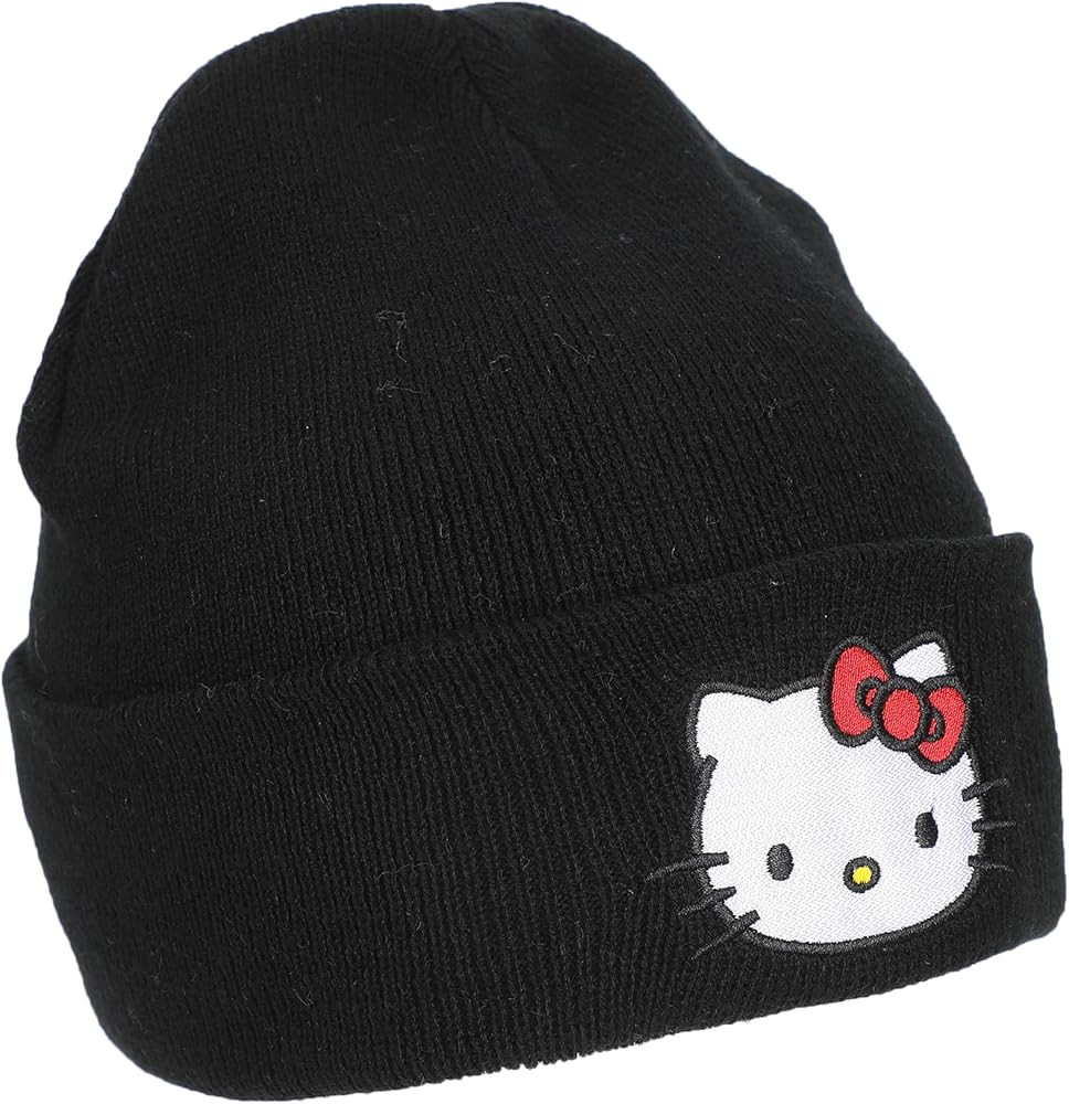 Hello Kitty Embroidered Character On Black Cuff Beanie | Amazon (US)