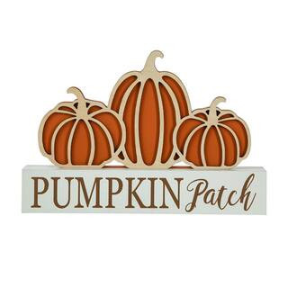 7.75 in. H Fall Wooden Pumpkin Patch Pumpkins Table Sign | The Home Depot