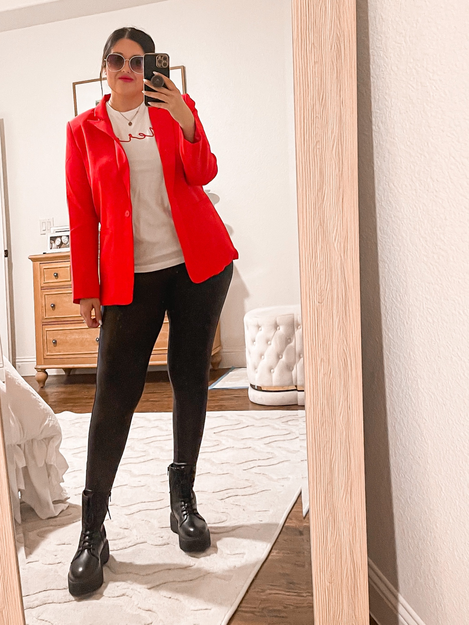 Holiday outfit - Christmas tee - spanx leggings - red blazer - combat boots 

#LTKSeasonal #LTKHoliday