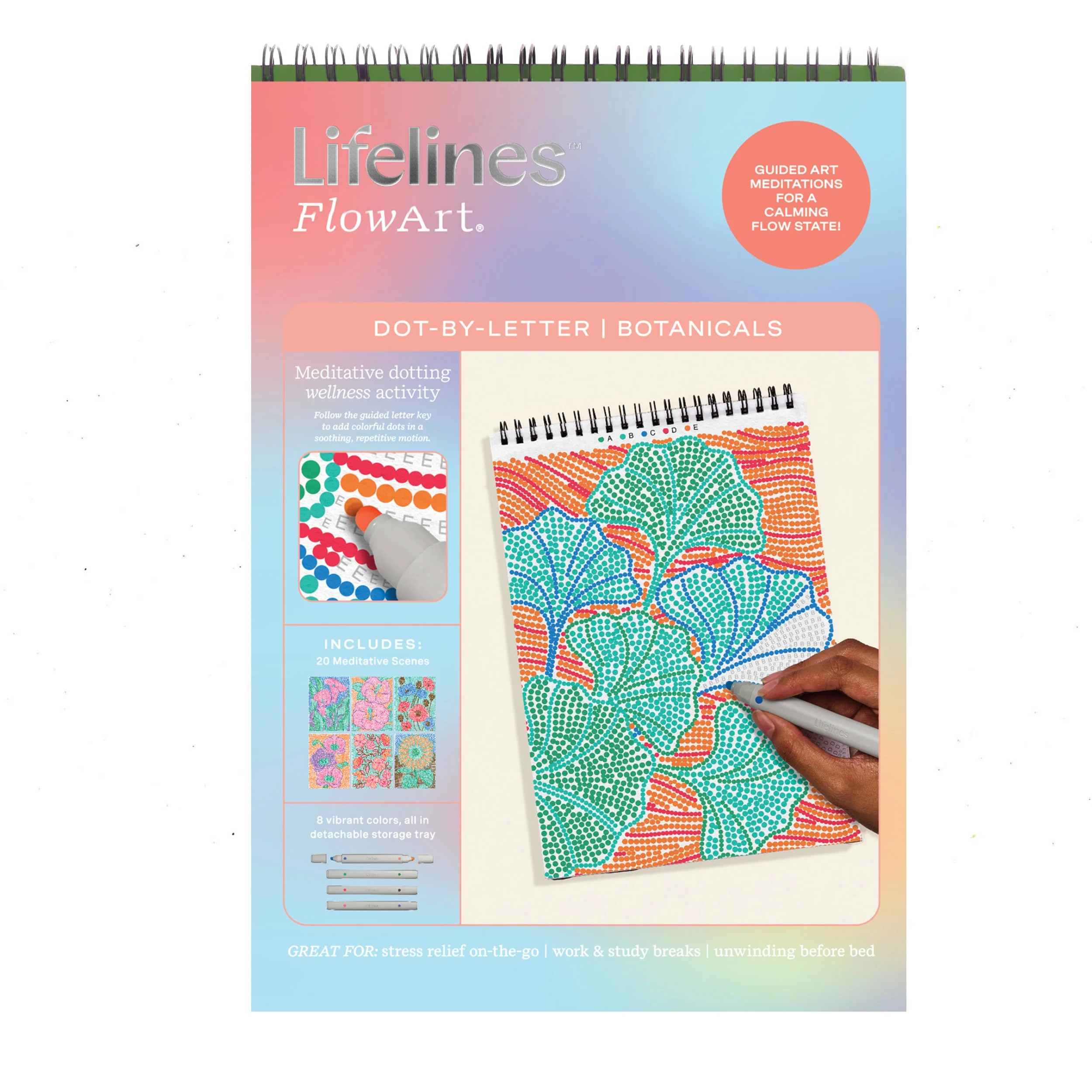 Lifelines FlowArt Dot-by-Letter Activity Pad, Guided Dot Art Meditations with 4 Double-Sided Mark... | Walmart (US)