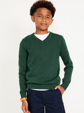 School Uniform Solid V-Neck Sweater for Boys | Old Navy (US)