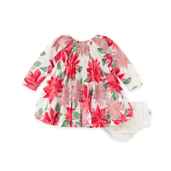 Blooming Poinsettia Organic Bubble Dress & Diaper Cover Set | Burts Bees Baby