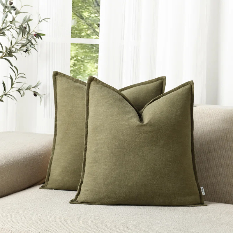 Boho Farmhouse Pillow Cover Soft Boho Farmhouse Washed Linen Textured Cotton Throw Pillow Covers ... | Wayfair North America