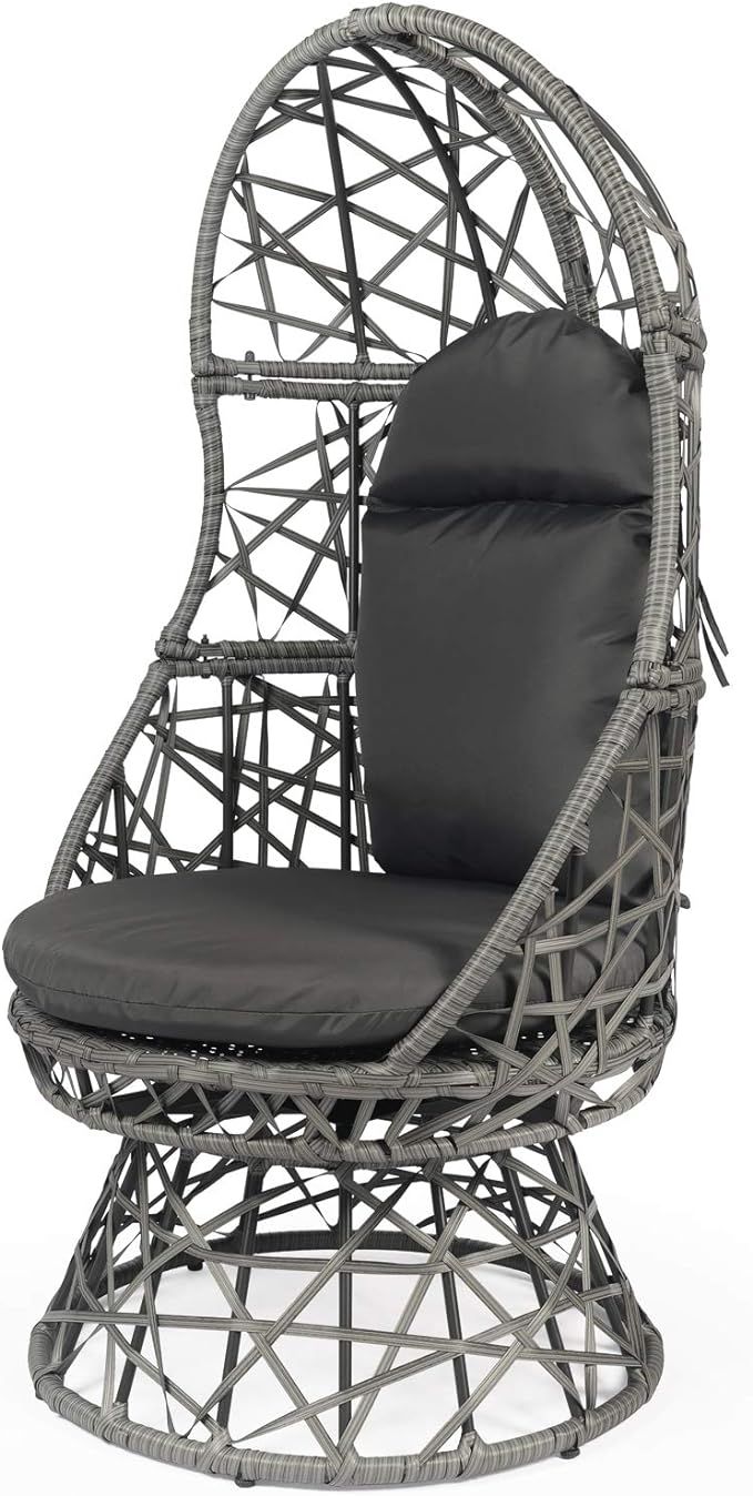 LAZZO Patio Egg Chair, 360 Degree Swivel Patio Wicker Chair, Indoor & Outdoor Rattan Egg Chair wi... | Amazon (US)