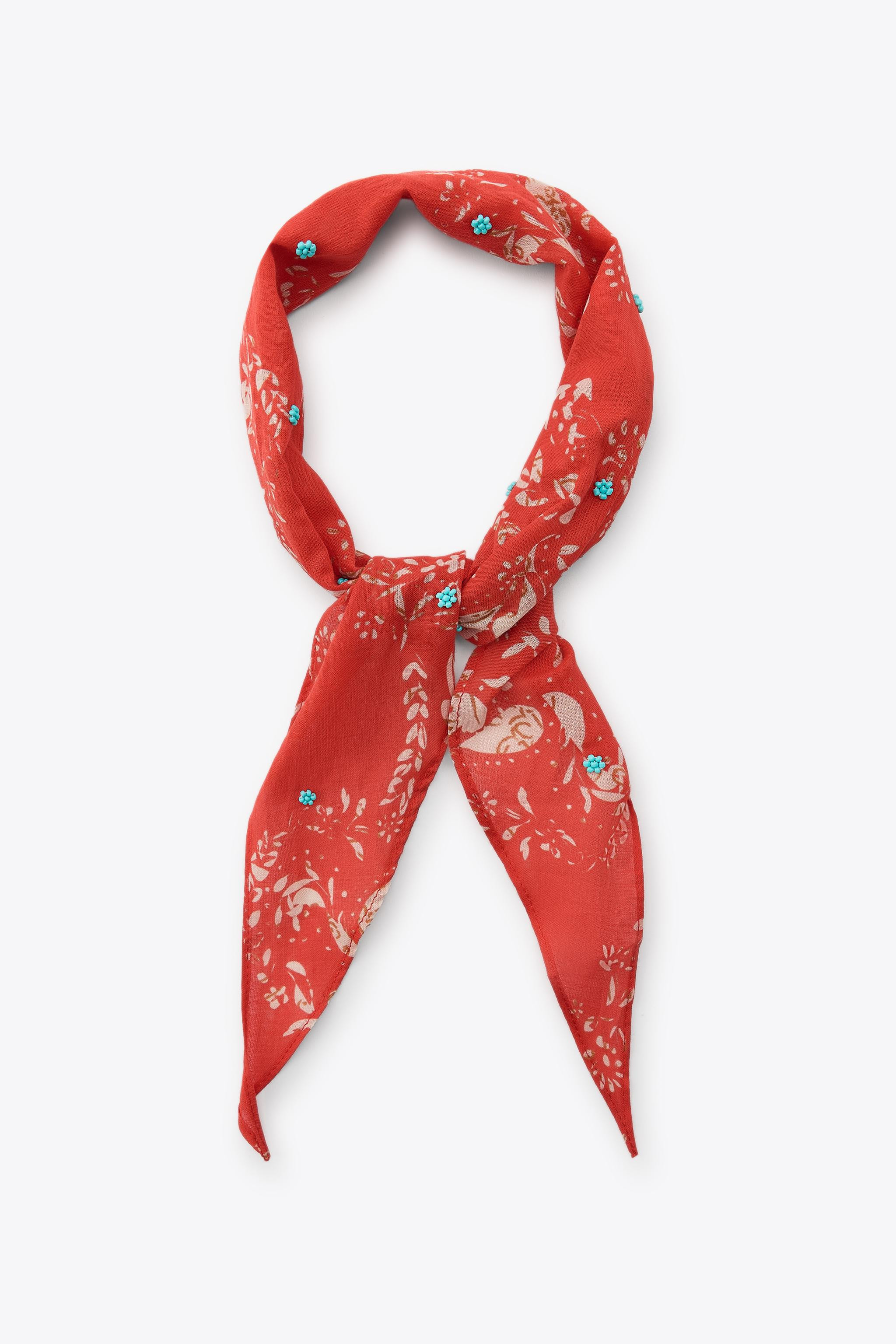 FLORAL PRINT BEADED BANDANA | Zara US