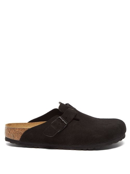 Birkenstock - Boston Buckled Suede Clogs - Womens - Black | Matches (US)