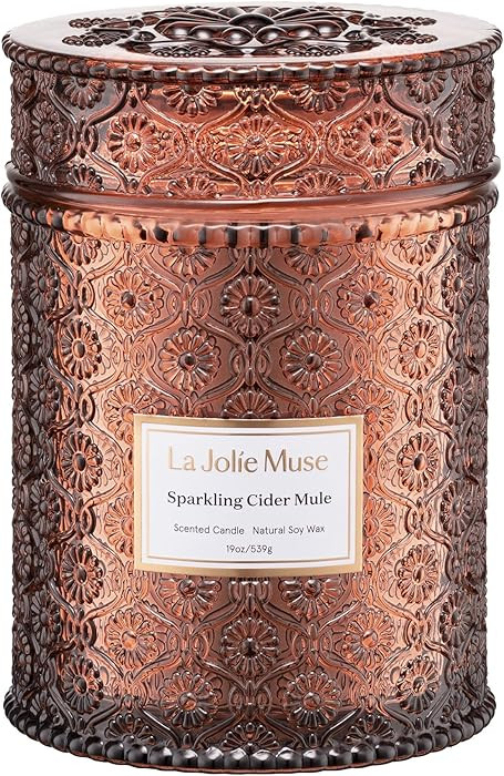 LA JOLIE MUSE Sparkling Cider Mule Candle | Apple Cider, Orange & Amber | 19 oz Wooden Wick | 90-... | Amazon (US)
