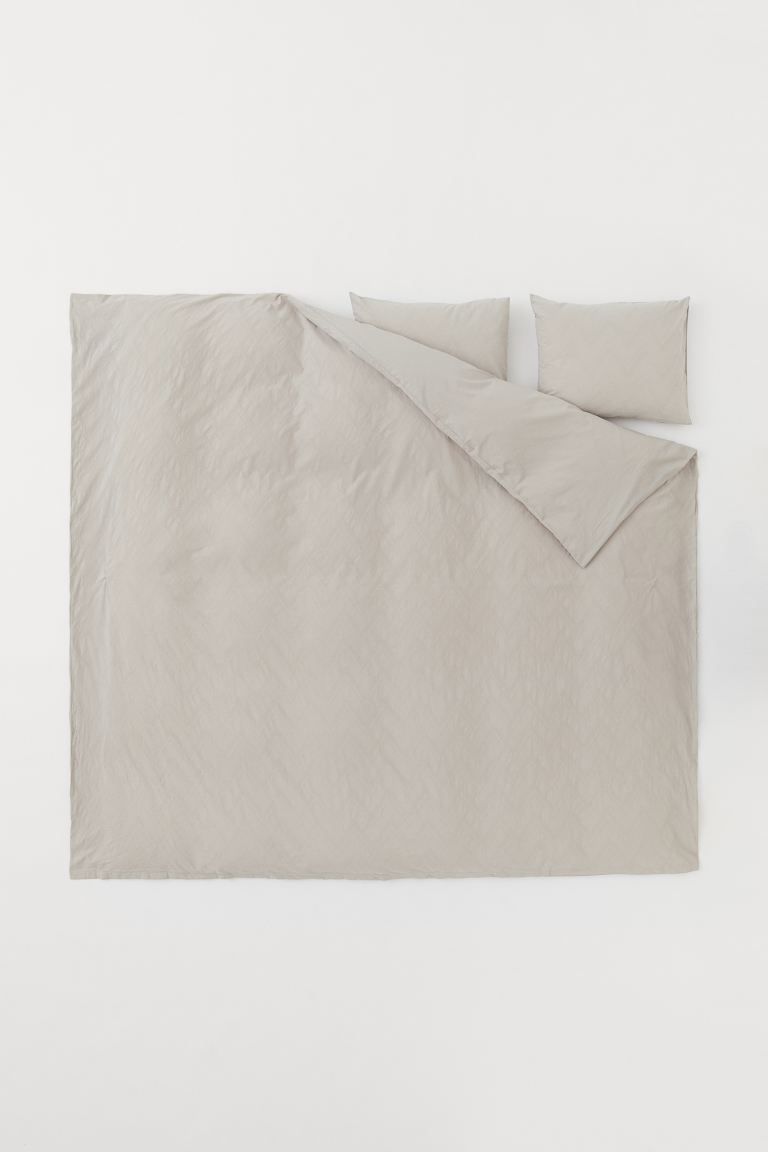 Double duvet cover set in a cotton weave with one side in a jacquard weave and a thread count of ... | H&M (UK, MY, IN, SG, PH, TW, HK)