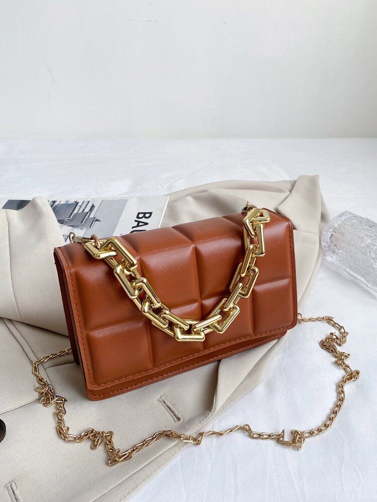 Chain Decor Quilted Flap Square Bag | SHEIN