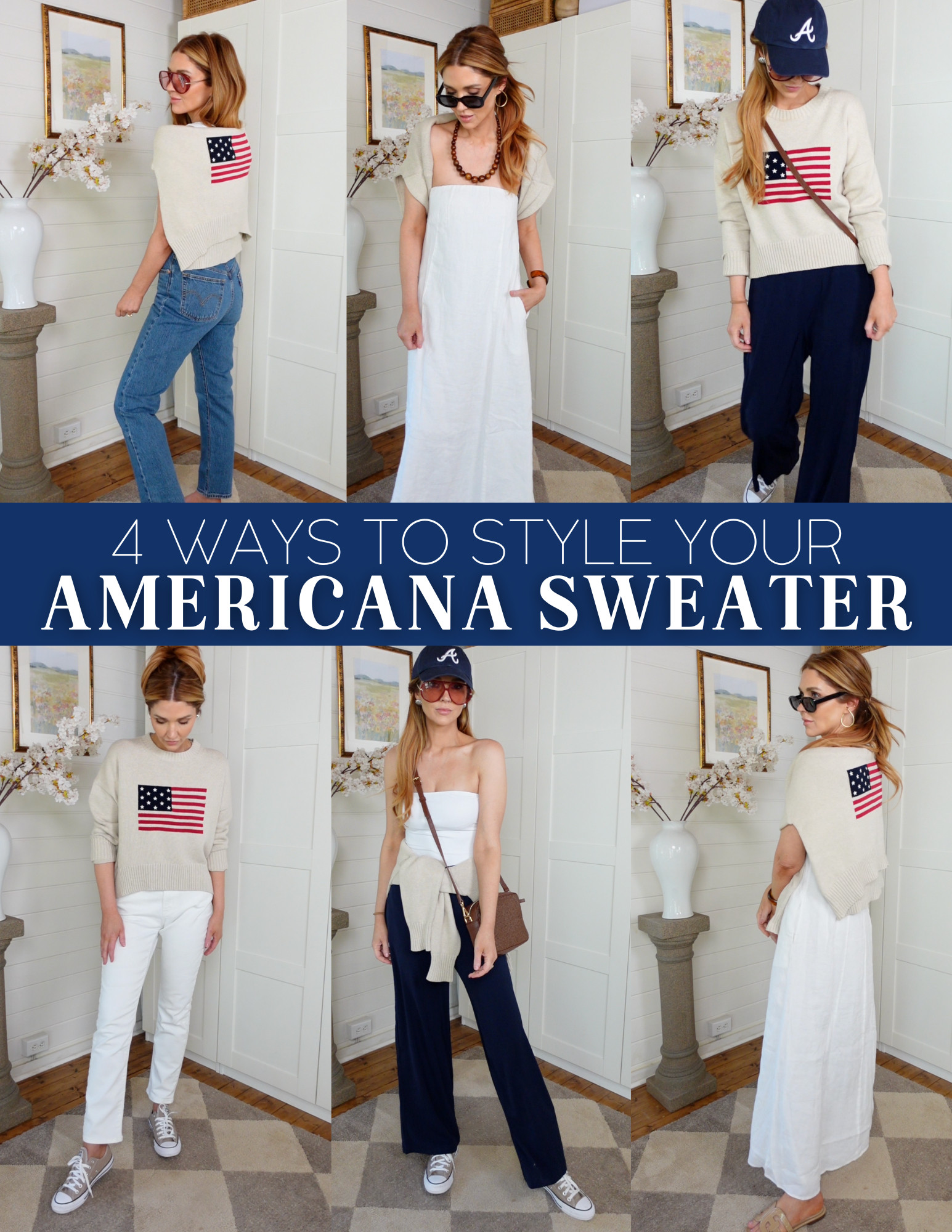 4 different ways to style your Americana sweater this summer! Whether it gets cool where you live or it's hot as the devil's butt crack, these should give you some styling ideas that will work for you! 

 #LTKSeasonal #LTKStyleTip #LTKFamily
