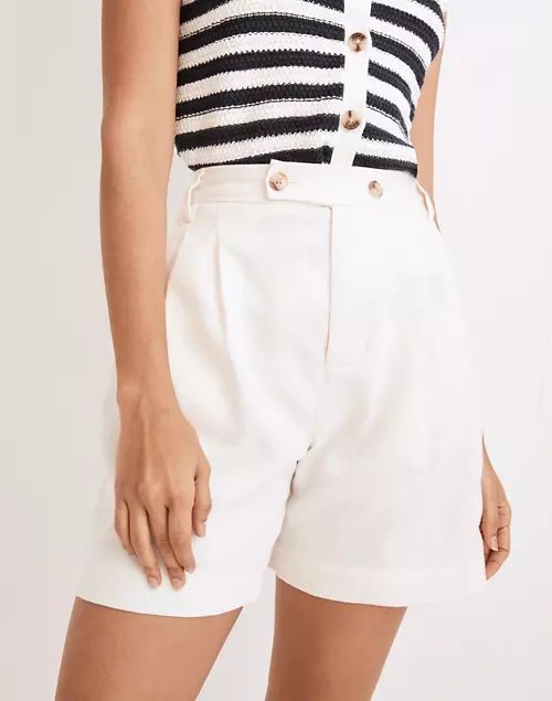 Clarke Pleated Shorts in Travel Linen-Blend | Madewell
