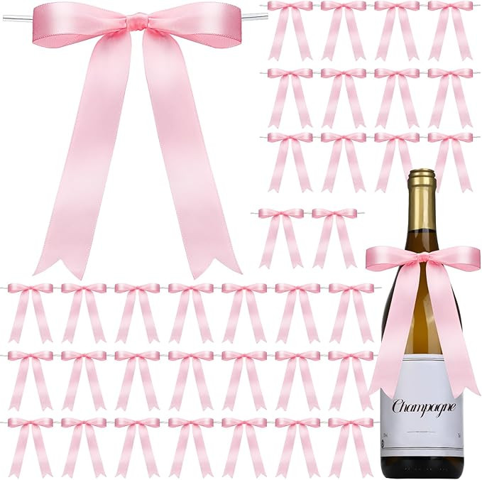 YGDZ Pink Bows 30PCS, Satin Ribbon Bow 5x7'', Large Twist Tie Bows for Gift Wrapping, Balloons, f... | Amazon (US)