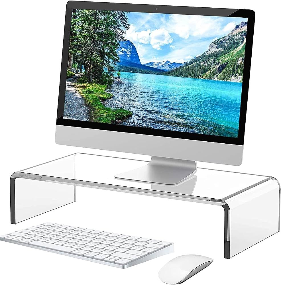 Acrylic Monitor Stand - Acrylic Computer Laptop Stand White Clear Monitor Stand Acrylic Computer ... | Amazon (US)