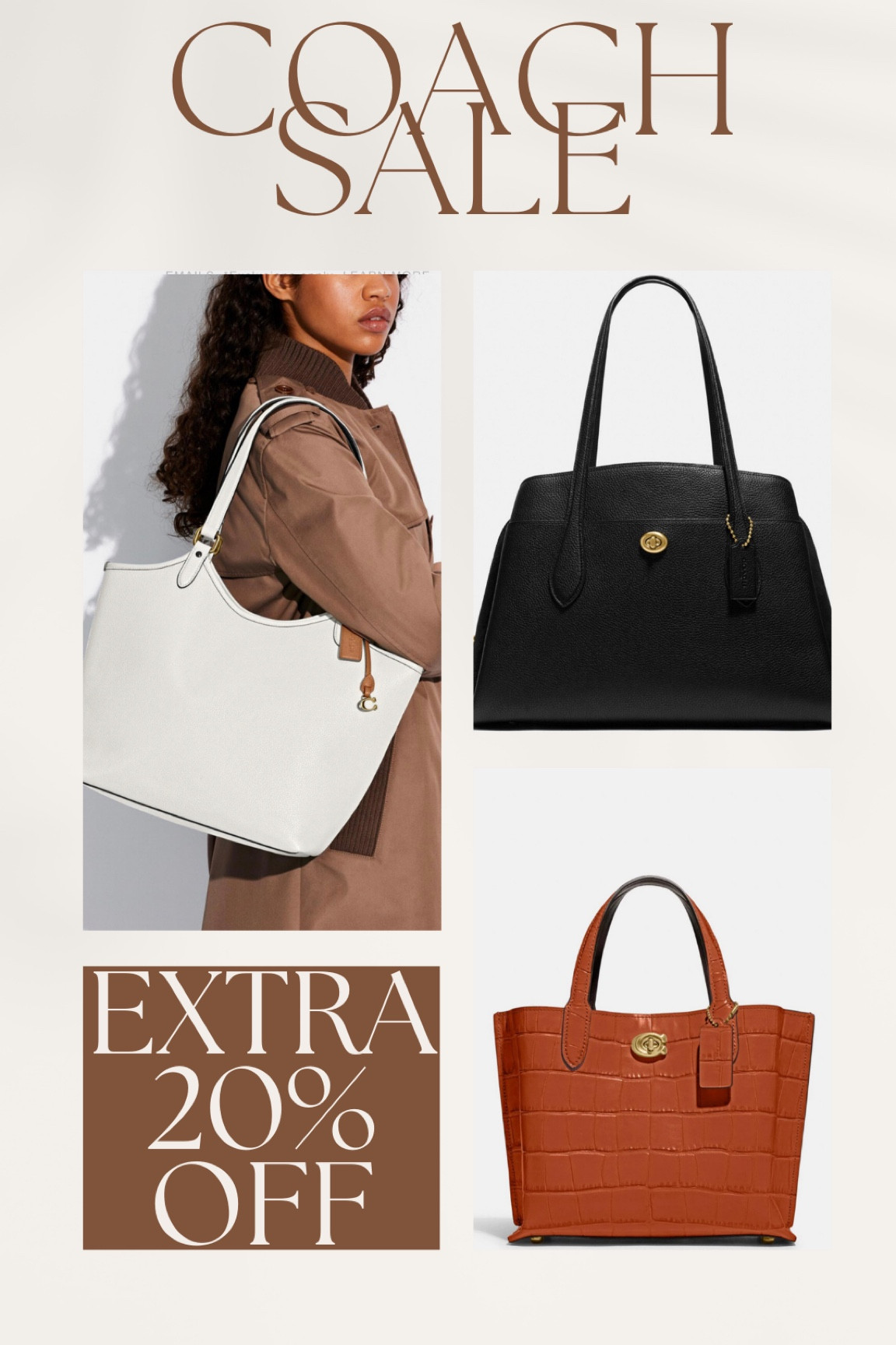 EXTRA 20% off coach sale bags. These are the best for work!