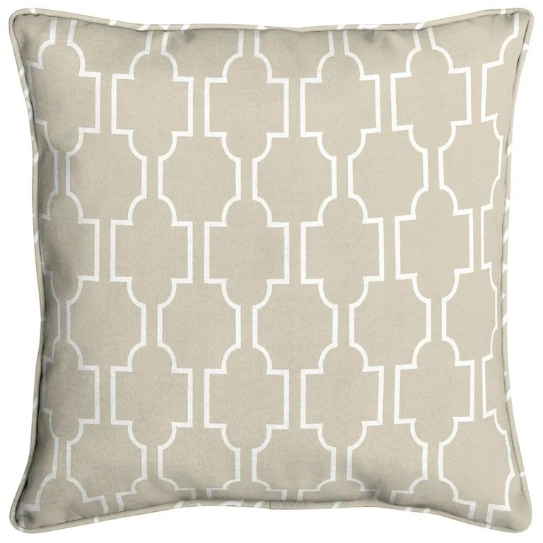 Oceantex 18 in. Square Beige Lattice Outdoor Throw Pillow | Walmart (US)