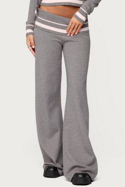 Edikted Kaliya Stripey Fold Over Knit Pants | Urban Outfitters (US and RoW)