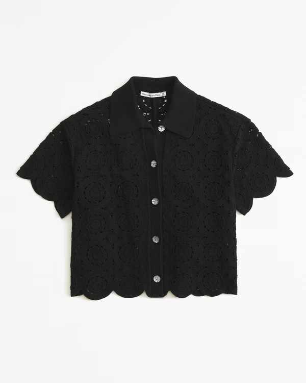 Crochet-Style Mosaic Tile Polo | Abercrombie & Fitch (US)