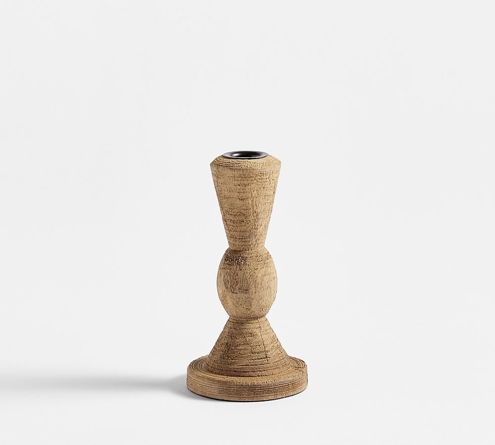 Ava Handcrafted Wood Taper Candleholders | Pottery Barn (US)