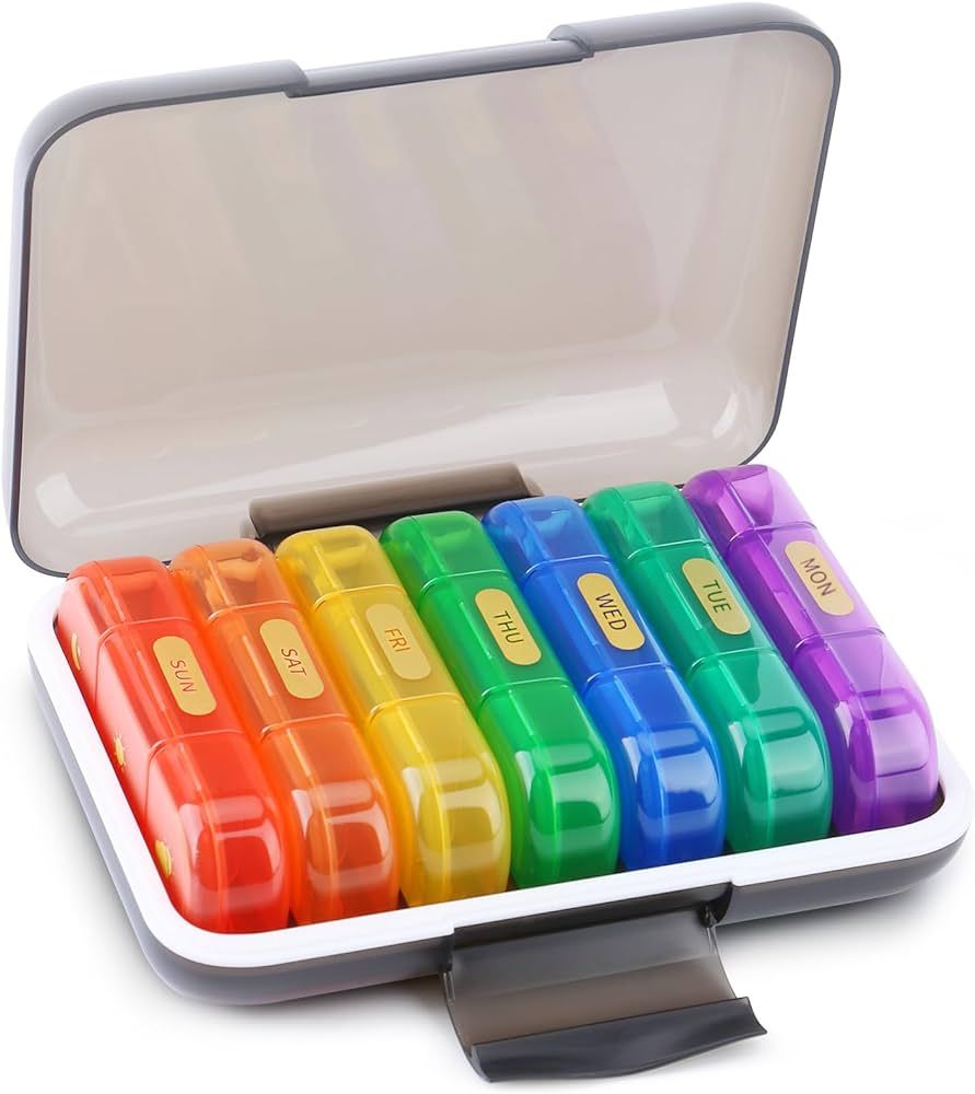 YUSHAN Travel Pill Organizer 3 Times a Day Weekly, Pill Box Contains 7 Cute Medicine Organizer, P... | Amazon (US)