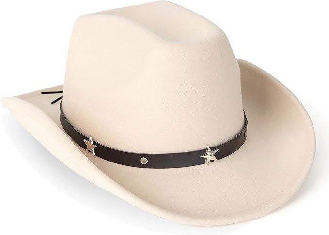 Lisianthus Women Men Western Cowboy Cowgirl Hat Outdoor Felt Wide Brim Hat | Amazon (US)
