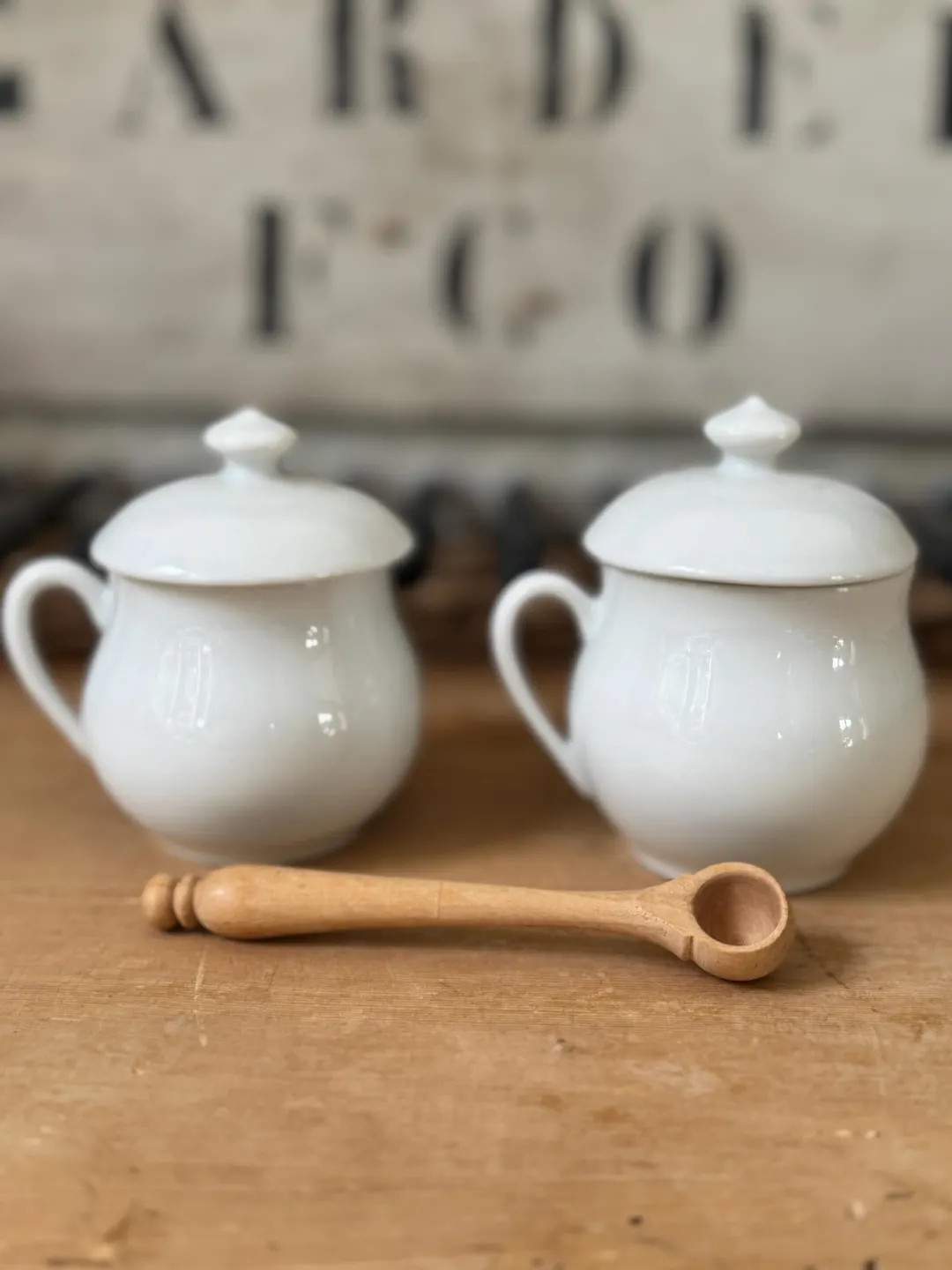 Vintage Apilco Pot De Crème Set: French Porcelain Pots With Wooden Spoon - Etsy | Etsy (US)