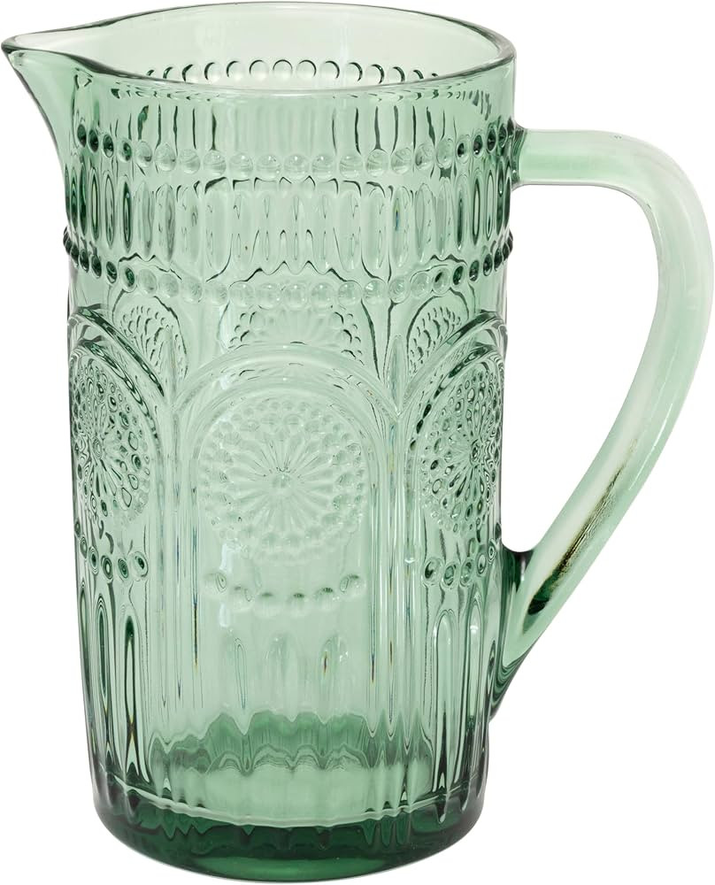 Boston International Vintage-Inspired Glass Pitcher with Embossed Floral Pattern, 4.5" x 7.75", S... | Amazon (US)