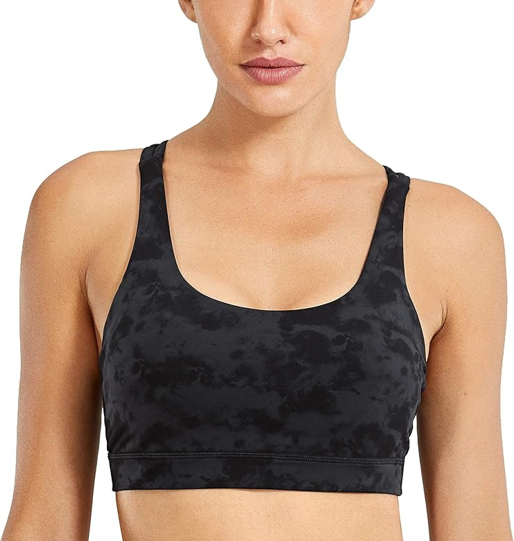 CRZ YOGA Women's Strappy Sports Bras Fitness Workout Padded Yoga Bra Criss Cross Back | Amazon (US)