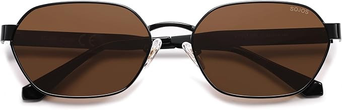 SOJOS Trendy Polarized Hexagon Sunglasses for Women Men, UV400 Retro Rectangle Shades SJ1238 | Amazon (US)