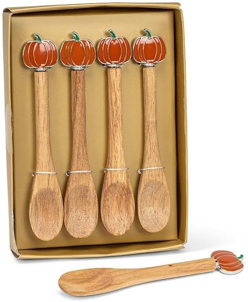 Abbott Collection Pumpkin Small Wooden Stir Spoons, Set of 4 (5"L) | Amazon (US)