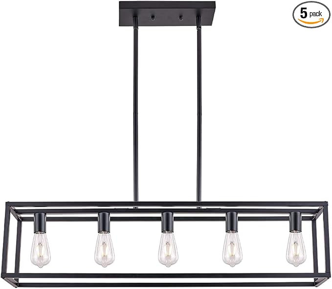Sivilynus 5 Lights Island Lighting Black Dining Room Chandelier Farmhouse Hanging Light Fixture M... | Amazon (US)