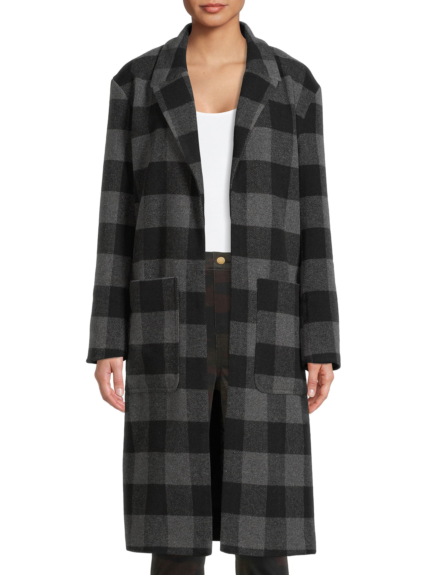 Jason Maxwell Women's Plaid A-Line Duster Coat - Walmart.com | Walmart (US)