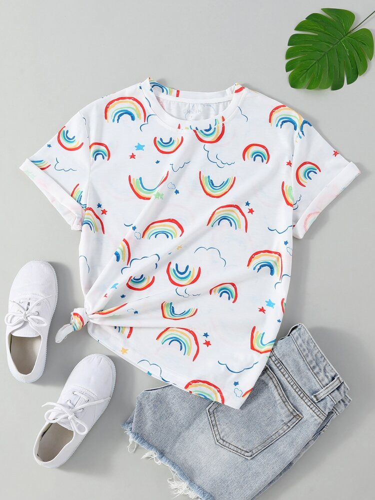 Star & Rainbow Print Tee | SHEIN